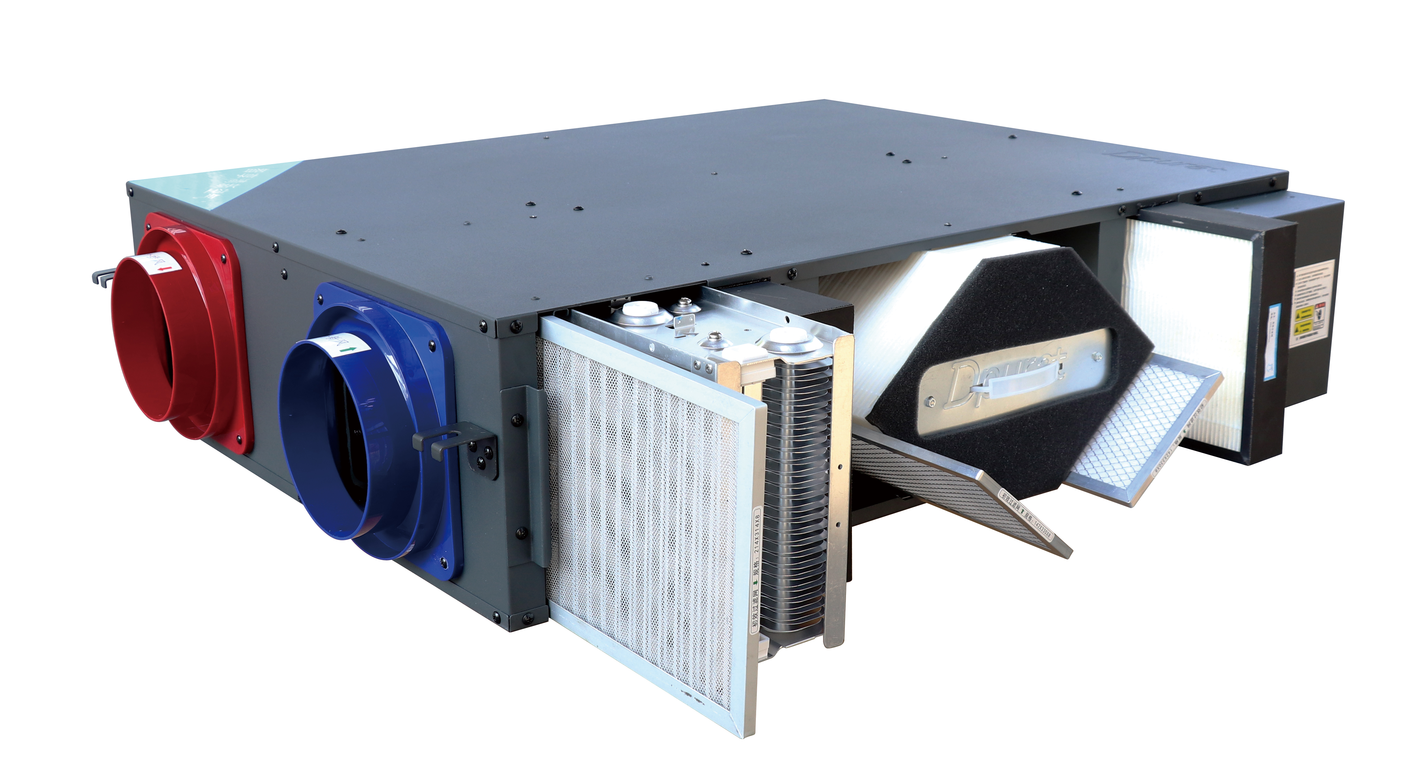 250 M3/H Techo Filtro de polvo electrostático Intercambiador de recuperación de energía térmica Ventilación para el hogar